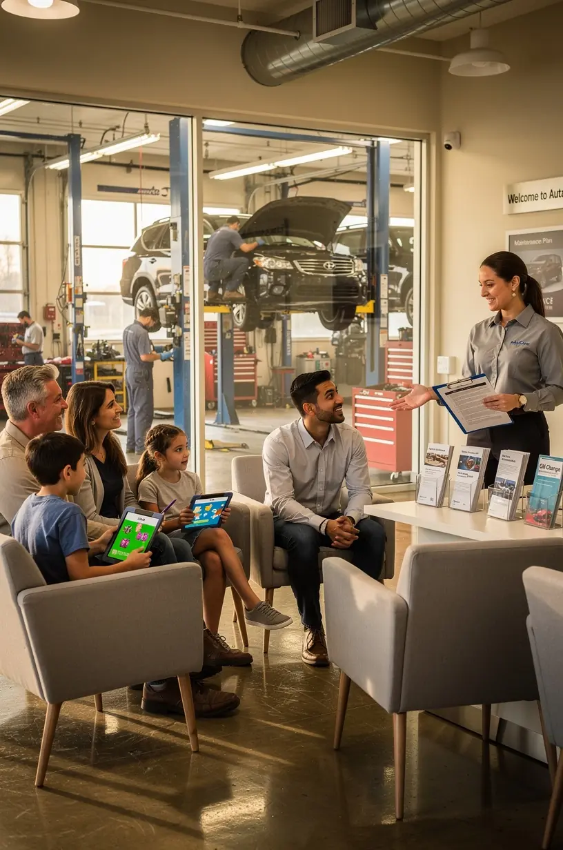 Close-up of a mechanic inspecting brake pads on a car wheel during routine maintenance service.